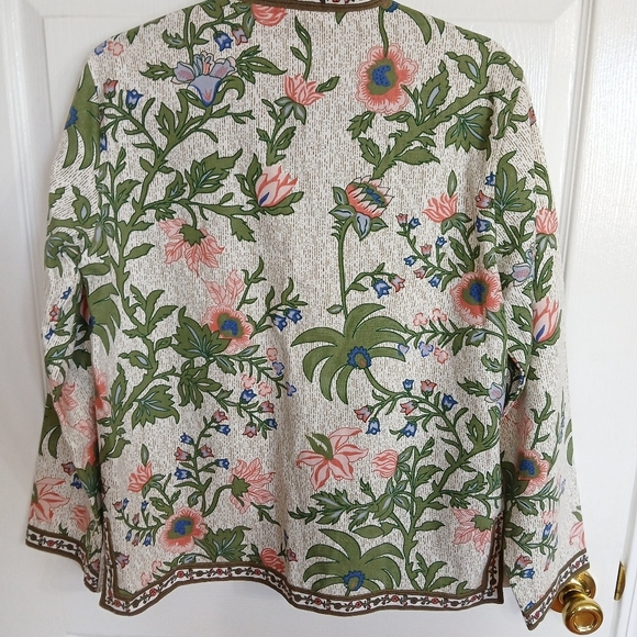 Tudor Court by Haband Floral Print Mandarin Jacket Womens Small Button Pockets - Picture 8 of 8